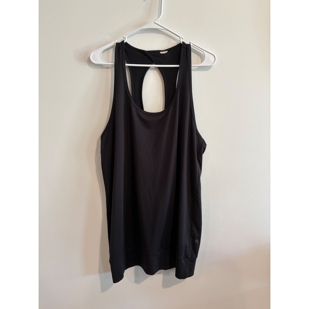 Champion Racerback Keyhole Tank Top Women XL Black Moisture‎ Wicking